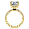 Adela - 14K Yellow Gold Emerald Cut Hidden Halo Diamond Engagement Ring - 0.45 ct