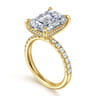 Adela - 14K Yellow Gold Emerald Cut Hidden Halo Diamond Engagement Ring - 0.45 ct