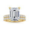 Adela - 14K Yellow Gold Emerald Cut Hidden Halo Diamond Engagement Ring - 0.45 ct