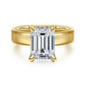 Argentina - 14K Yellow Gold Hidden Halo Emerald Cut Diamond Engagement Ring - 0.1 ct
