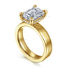 Argentina - 14K Yellow Gold Hidden Halo Emerald Cut Diamond Engagement Ring - 0.1 ct