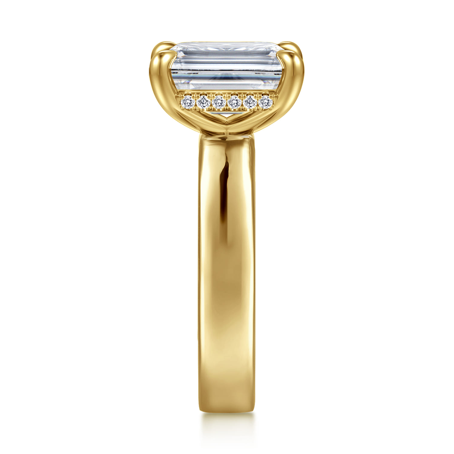 Argentina - 14K Yellow Gold Hidden Halo Emerald Cut Diamond Engagement Ring - 0.1 ct - Shot 4