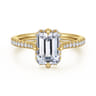 Seine - 14K Yellow Gold Compass Prong Emerald Cut Diamond Engagement Ring - 0.35 ct