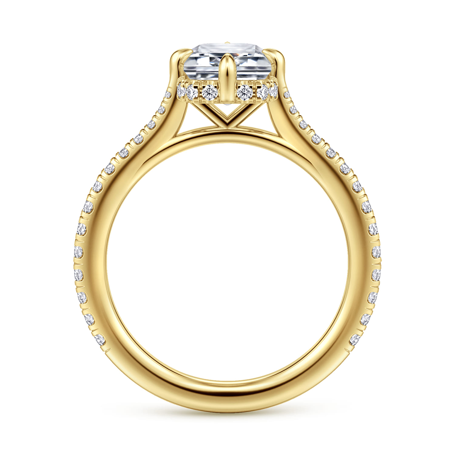 Seine - 14K Yellow Gold Compass Prong Emerald Cut Diamond Engagement Ring - 0.35 ct - Shot 2
