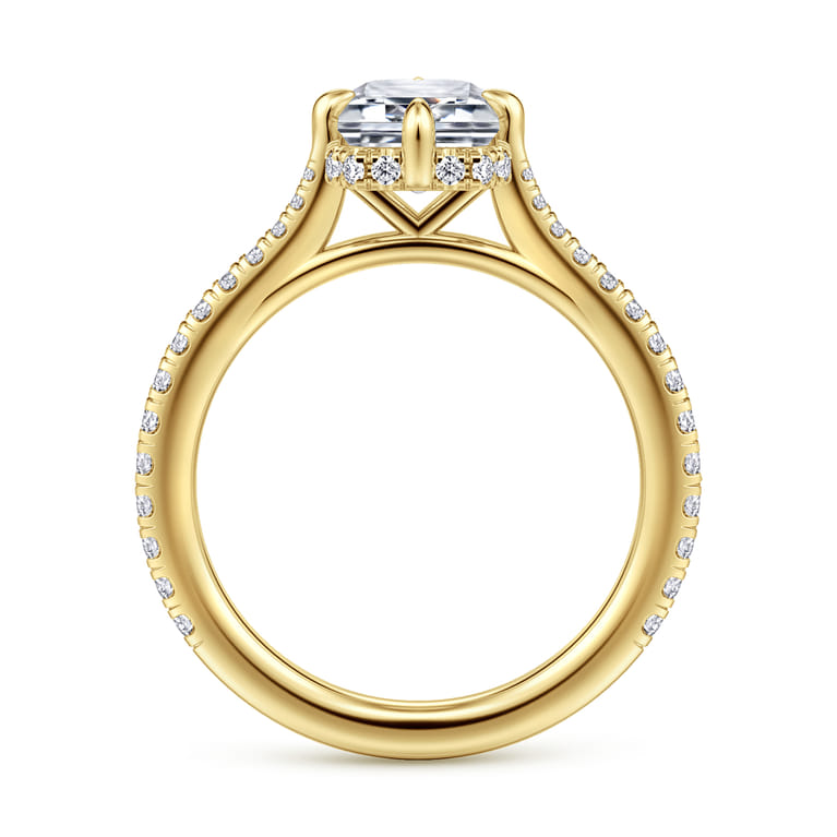 Seine - 14K Yellow Gold Compass Prong Emerald Cut Diamond Engagement Ring - 0.35 ct - Shot 2
