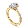 Seine - 14K Yellow Gold Compass Prong Emerald Cut Diamond Engagement Ring - 0.35 ct