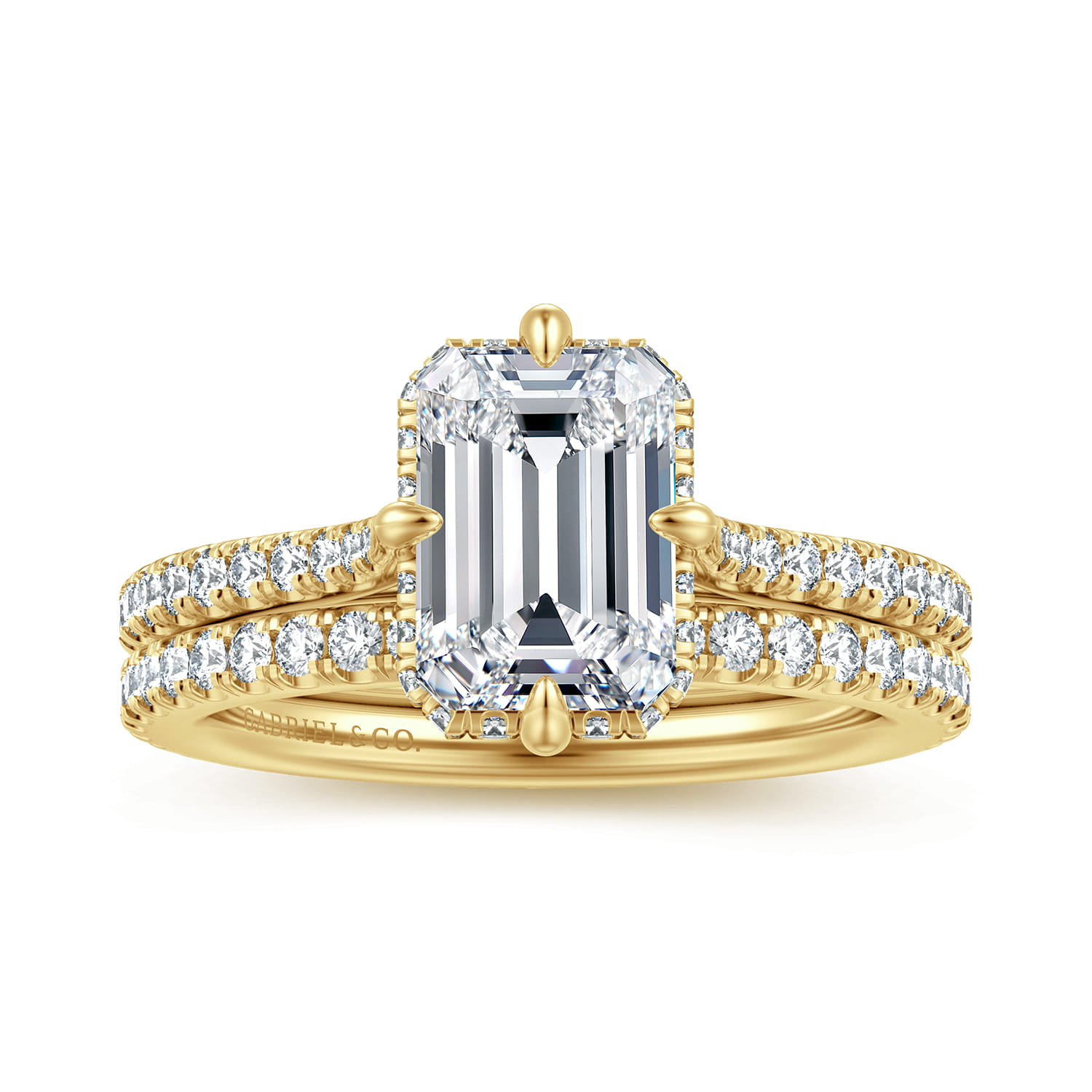 Seine - 14K Yellow Gold Compass Prong Emerald Cut Diamond Engagement Ring - 0.35 ct - Shot 4