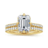 Seine - 14K Yellow Gold Compass Prong Emerald Cut Diamond Engagement Ring - 0.35 ct