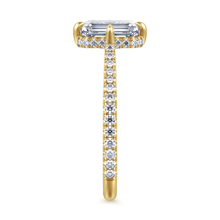 Seine - 14K Yellow Gold Compass Prong Emerald Cut Diamond Engagement Ring - 0.35 ct - Shot 5