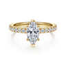Alina - 14K Yellow Gold Hidden Halo Marquise Shape Diamond Engagement Ring - 0.51 ct