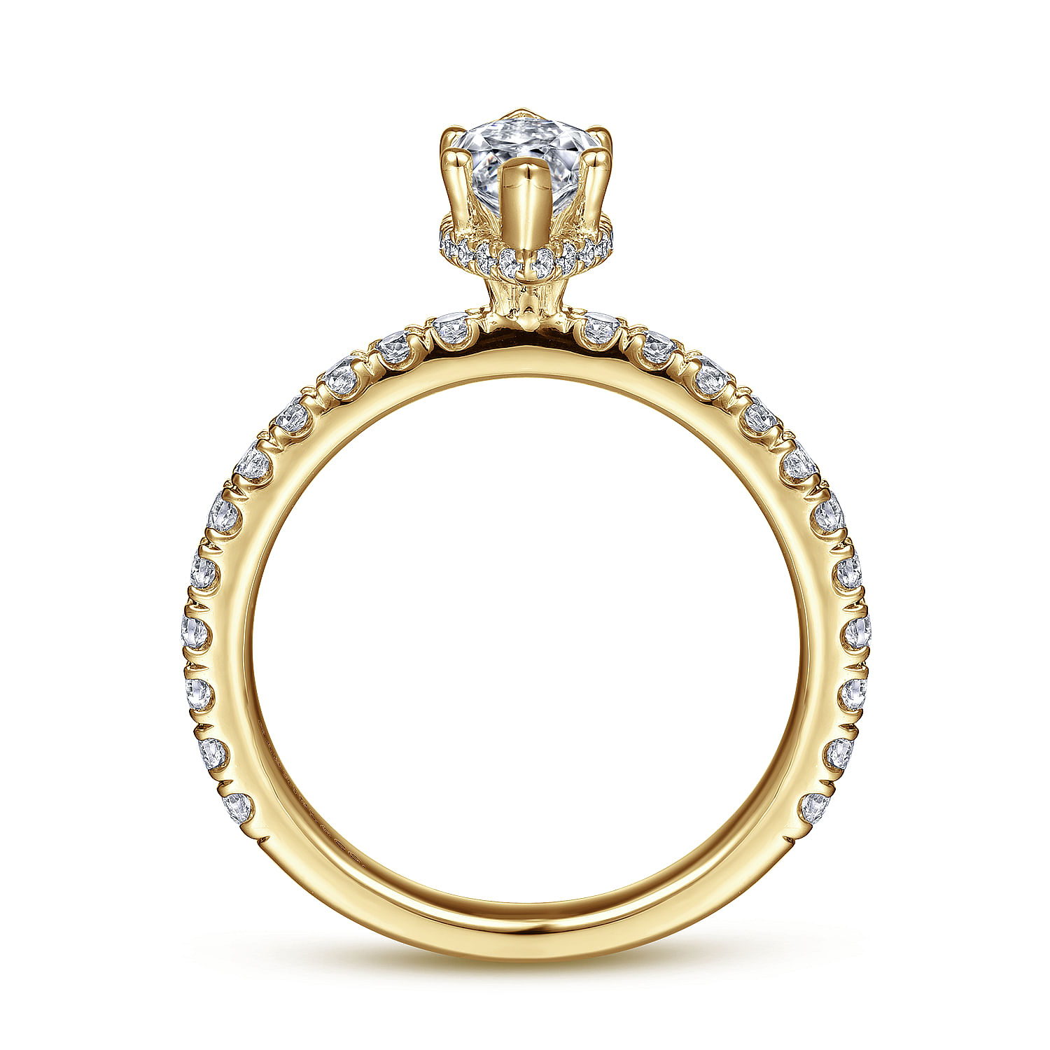 Alina - 14K Yellow Gold Hidden Halo Marquise Shape Diamond Engagement Ring - 0.51 ct - Shot 2
