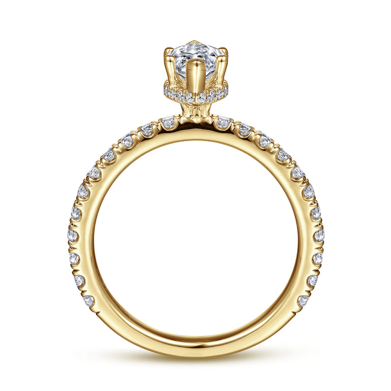 Alina - 14K Yellow Gold Hidden Halo Marquise Shape Diamond Engagement Ring - 0.51 ct - Shot 2
