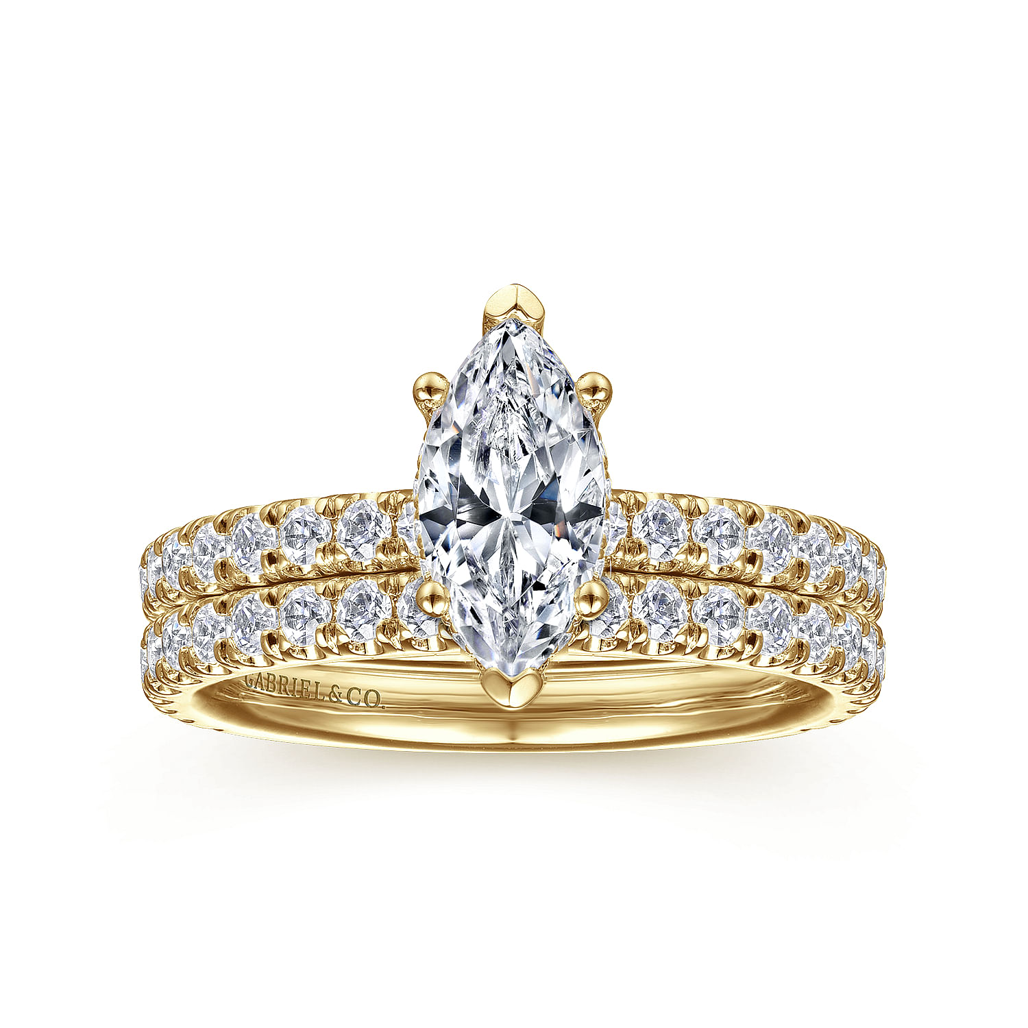 Alina - 14K Yellow Gold Hidden Halo Marquise Shape Diamond Engagement Ring - 0.51 ct - Shot 4