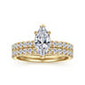 Alina - 14K Yellow Gold Hidden Halo Marquise Shape Diamond Engagement Ring - 0.51 ct