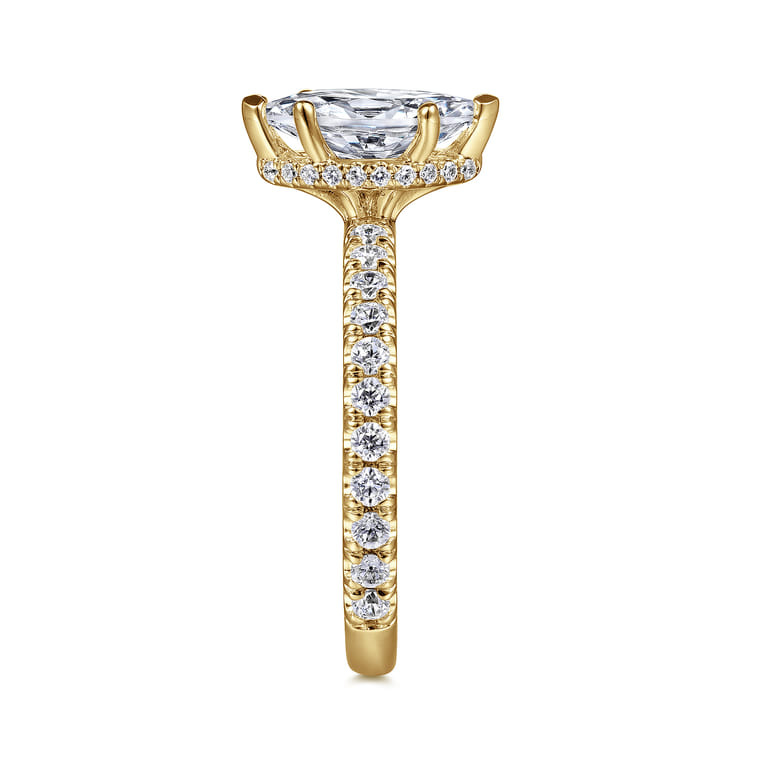 Alina - 14K Yellow Gold Hidden Halo Marquise Shape Diamond Engagement Ring - 0.51 ct - Shot 5