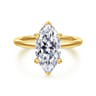 Rainah - 14K Yellow Gold Hidden Halo Marquise Shape Diamond Engagement Ring - 0.14 ct