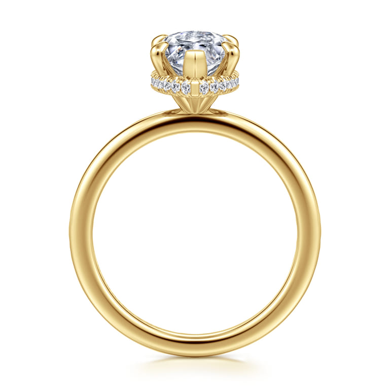 Rainah - 14K Yellow Gold Hidden Halo Marquise Shape Diamond Engagement Ring - 0.14 ct - Shot 2