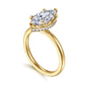 Rainah - 14K Yellow Gold Hidden Halo Marquise Shape Diamond Engagement Ring - 0.14 ct