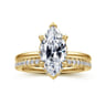 Rainah - 14K Yellow Gold Hidden Halo Marquise Shape Diamond Engagement Ring - 0.14 ct