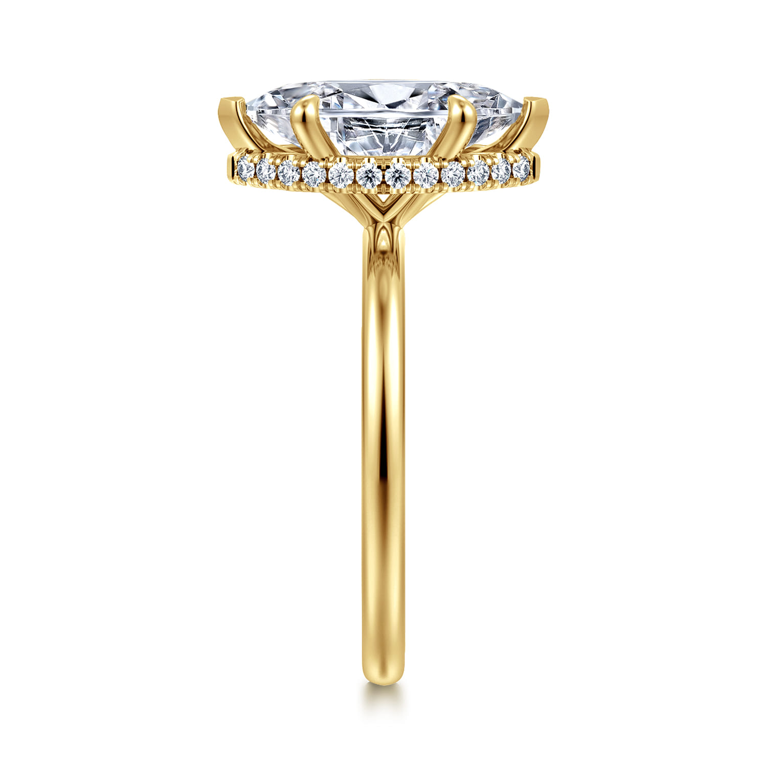 Rainah - 14K Yellow Gold Hidden Halo Marquise Shape Diamond Engagement Ring - 0.14 ct - Shot 5