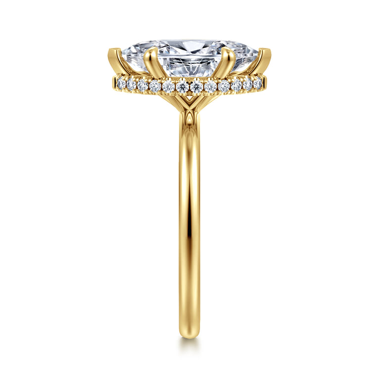 Rainah - 14K Yellow Gold Hidden Halo Marquise Shape Diamond Engagement Ring - 0.14 ct - Shot 5