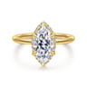 Bonnie - 14K Yellow Gold Marquise Shape Hidden Halo Diamond Engagement Ring - 0.11 ct