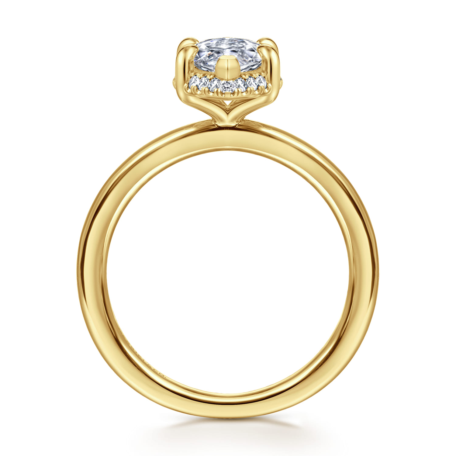 Bonnie - 14K Yellow Gold Marquise Shape Hidden Halo Diamond Engagement Ring - 0.11 ct - Shot 2