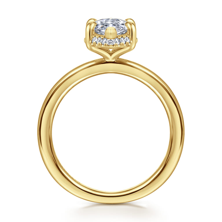 Bonnie - 14K Yellow Gold Marquise Shape Hidden Halo Diamond Engagement Ring - 0.11 ct - Shot 2