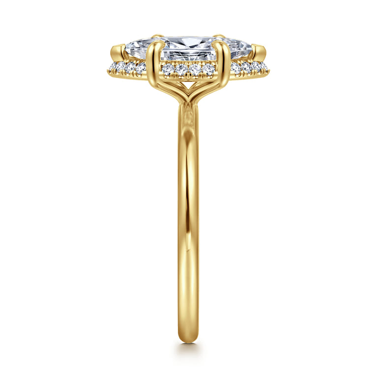 Bonnie - 14K Yellow Gold Marquise Shape Hidden Halo Diamond Engagement Ring - 0.11 ct - Shot 4