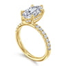 Adela - 14K Yellow Gold Marquise Shape Hidden Halo Diamond Engagement Ring - 0.4 ct