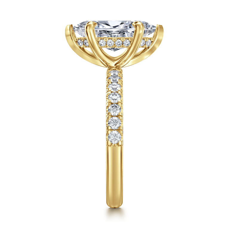 Adela - 14K Yellow Gold Marquise Shape Hidden Halo Diamond Engagement Ring - 0.4 ct - Shot 4