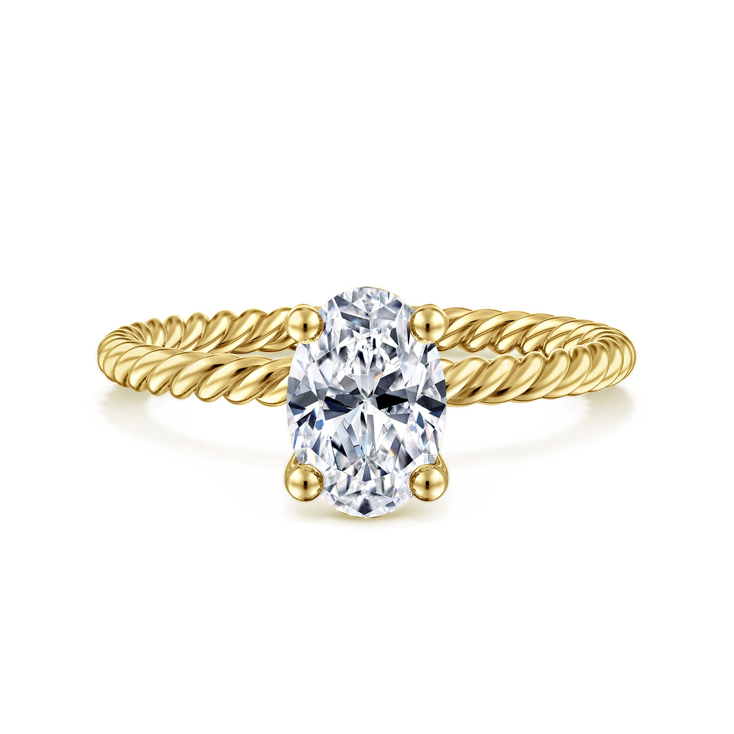 Bobbi - 14K Yellow Gold Oval Diamond Engagement Ring - 0.07 ct - Shot 1
