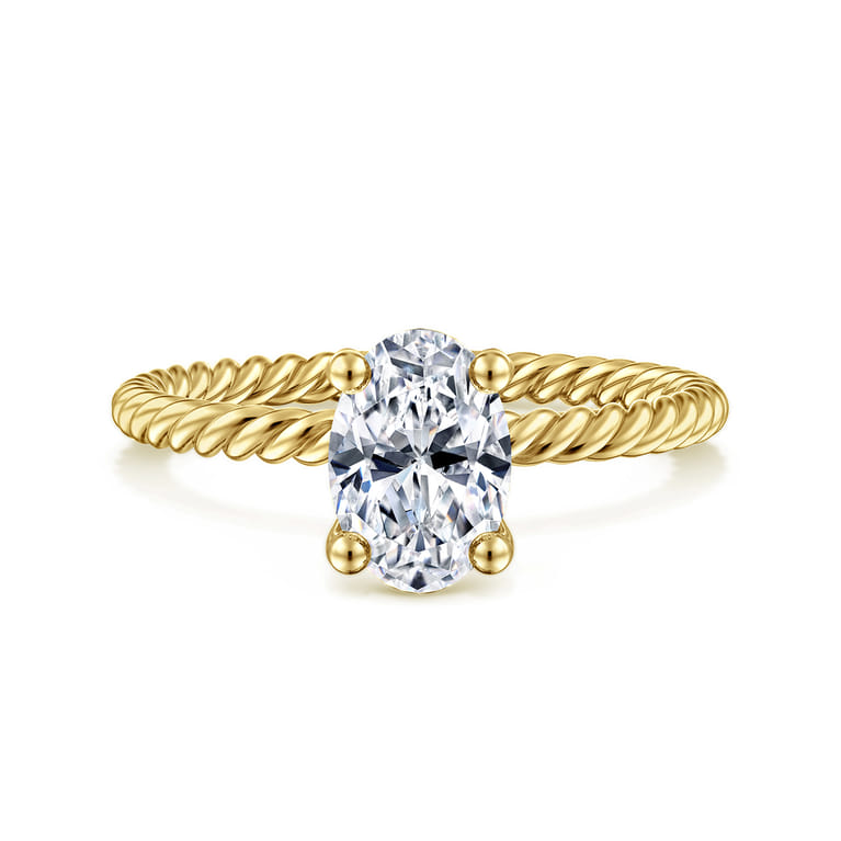 Bobbi - 14K Yellow Gold Oval Diamond Engagement Ring - 0.07 ct - Shot 1