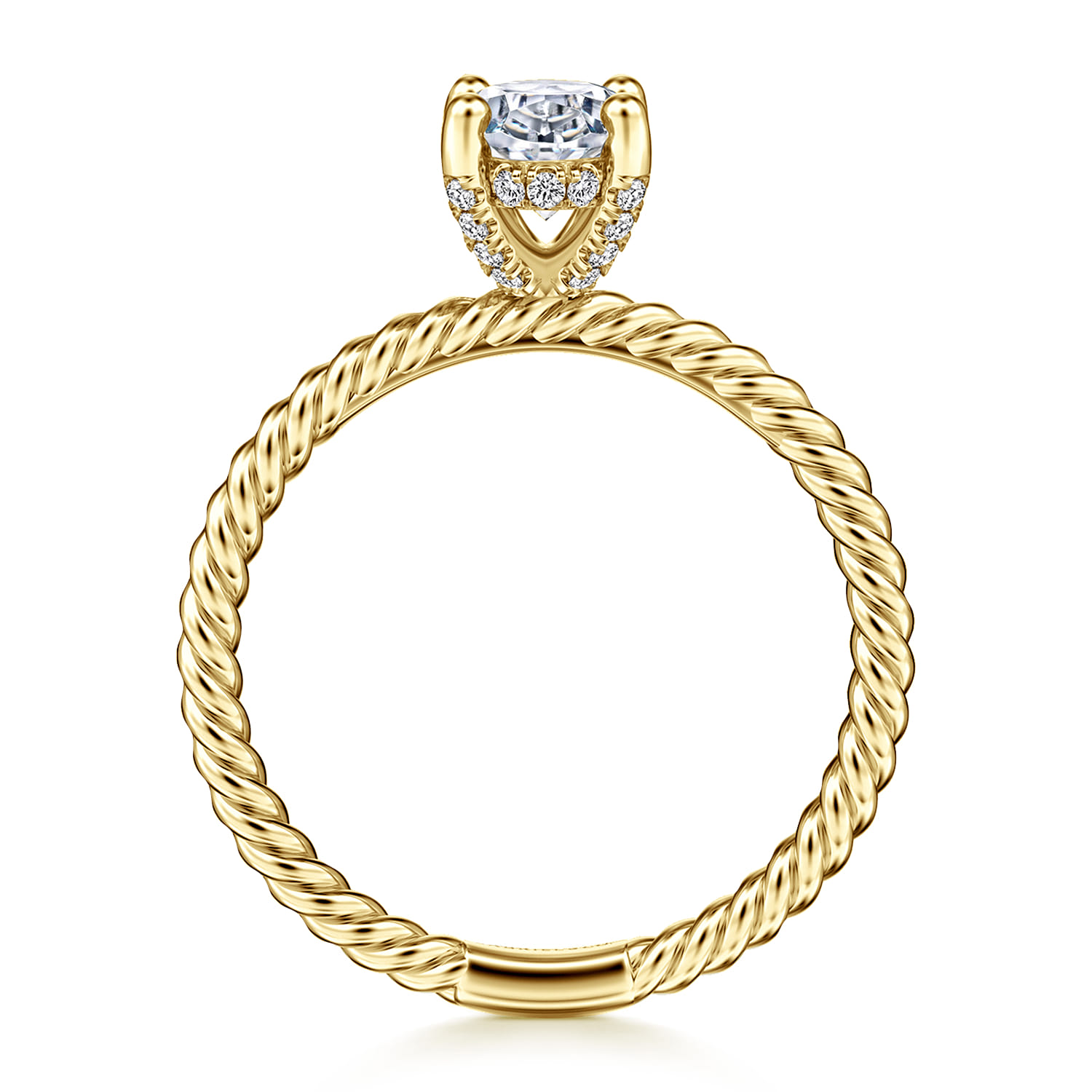 Bobbi - 14K Yellow Gold Oval Diamond Engagement Ring - 0.07 ct - Shot 2