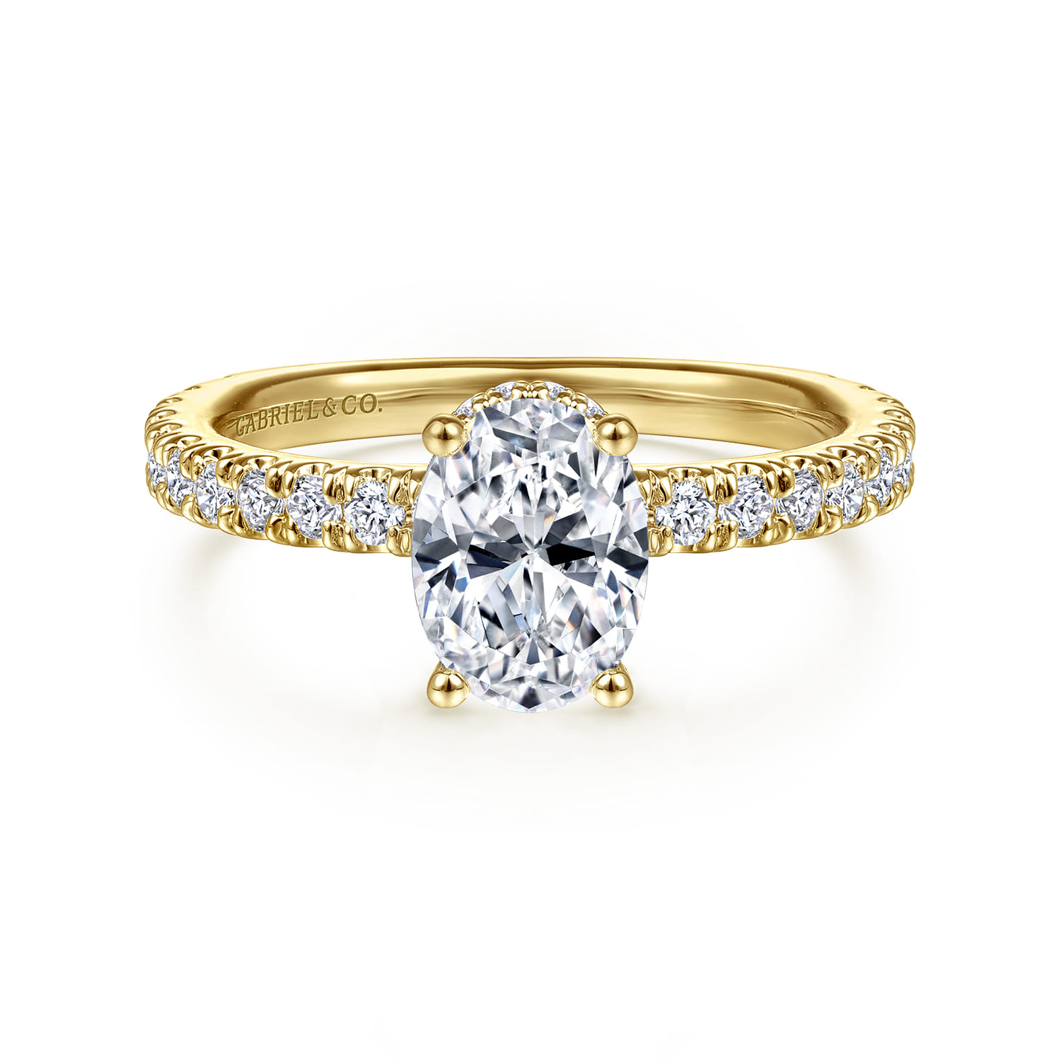 Alina - 14K Yellow Gold Hidden Halo Oval Diamond Engagement Ring - 0.51 ct - Shot 1