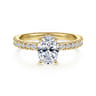 Alina - 14K Yellow Gold Hidden Halo Oval Diamond Engagement Ring - 0.51 ct