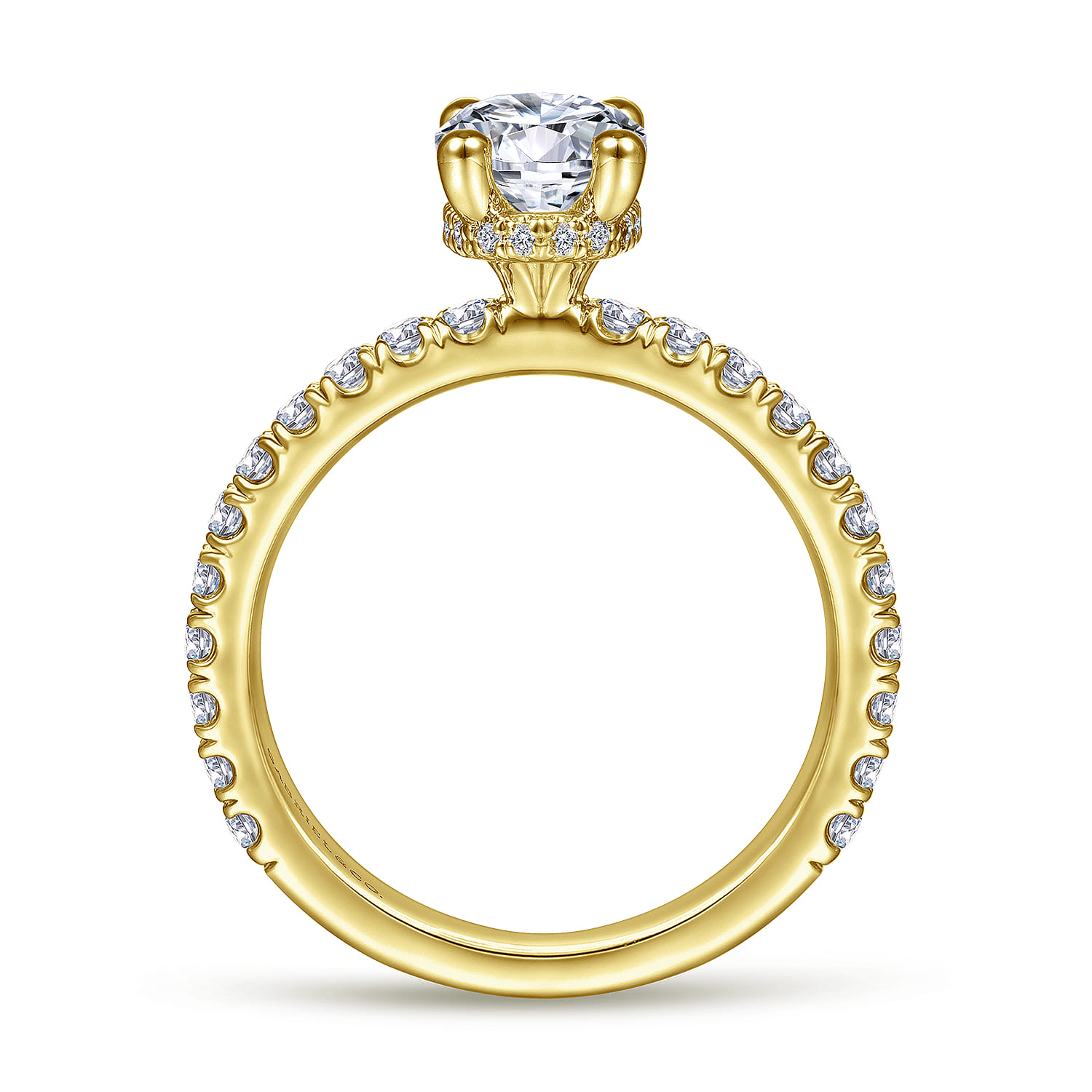 Alina - 14K Yellow Gold Hidden Halo Oval Diamond Engagement Ring - 0.51 ct - Shot 2