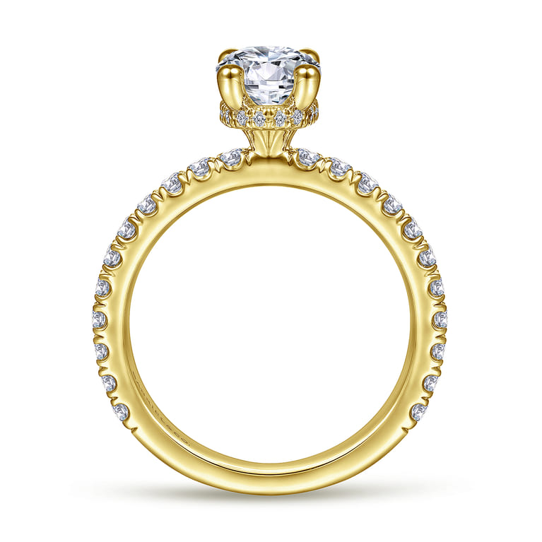 Alina - 14K Yellow Gold Hidden Halo Oval Diamond Engagement Ring - 0.51 ct - Shot 2