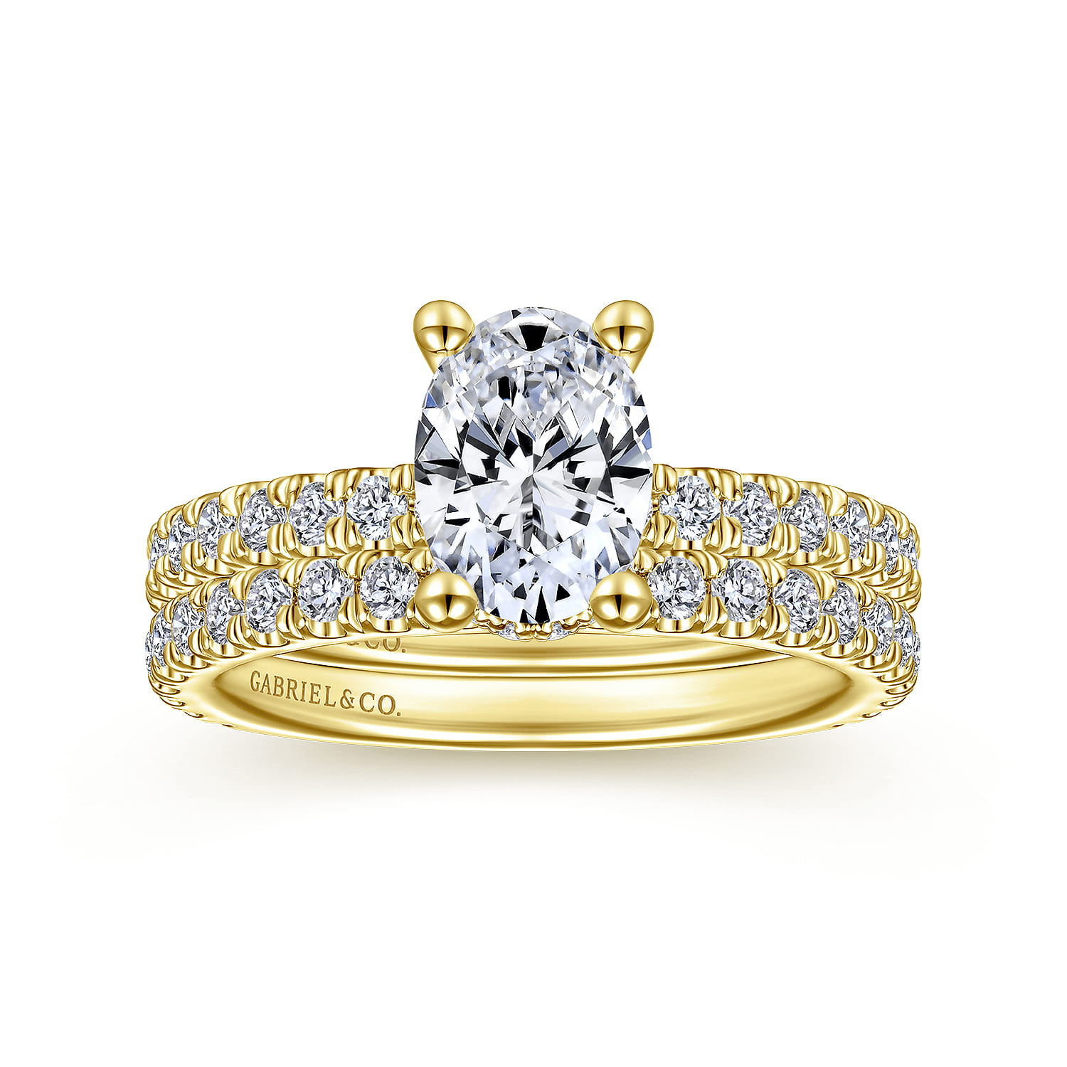 Alina - 14K Yellow Gold Hidden Halo Oval Diamond Engagement Ring - 0.51 ct - Shot 4