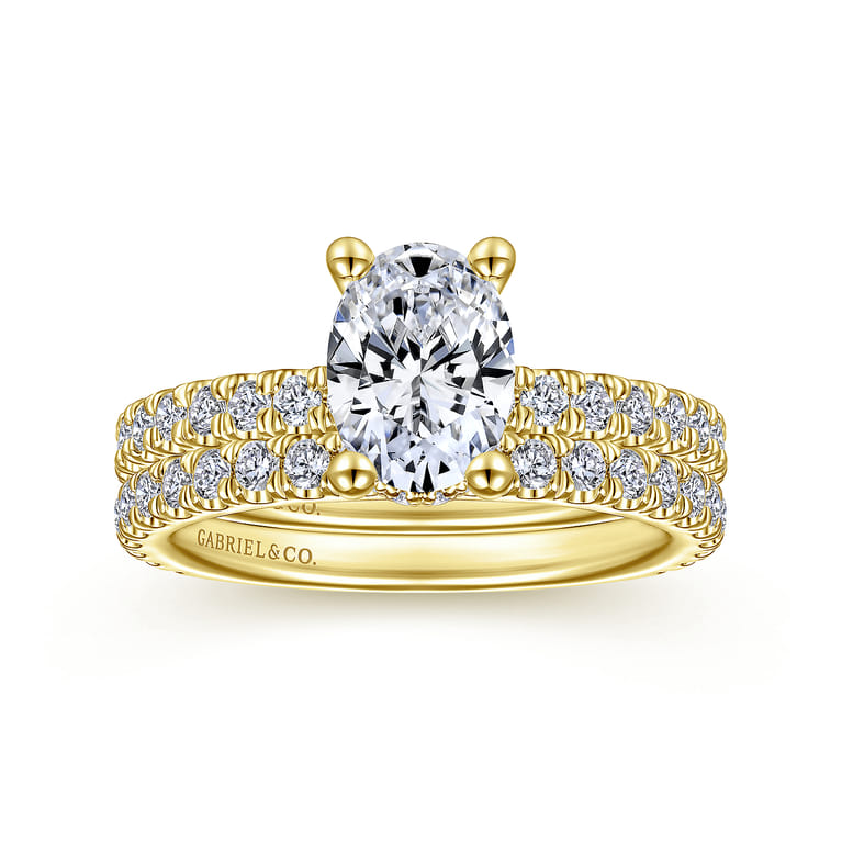 Alina - 14K Yellow Gold Hidden Halo Oval Diamond Engagement Ring - 0.51 ct - Shot 4