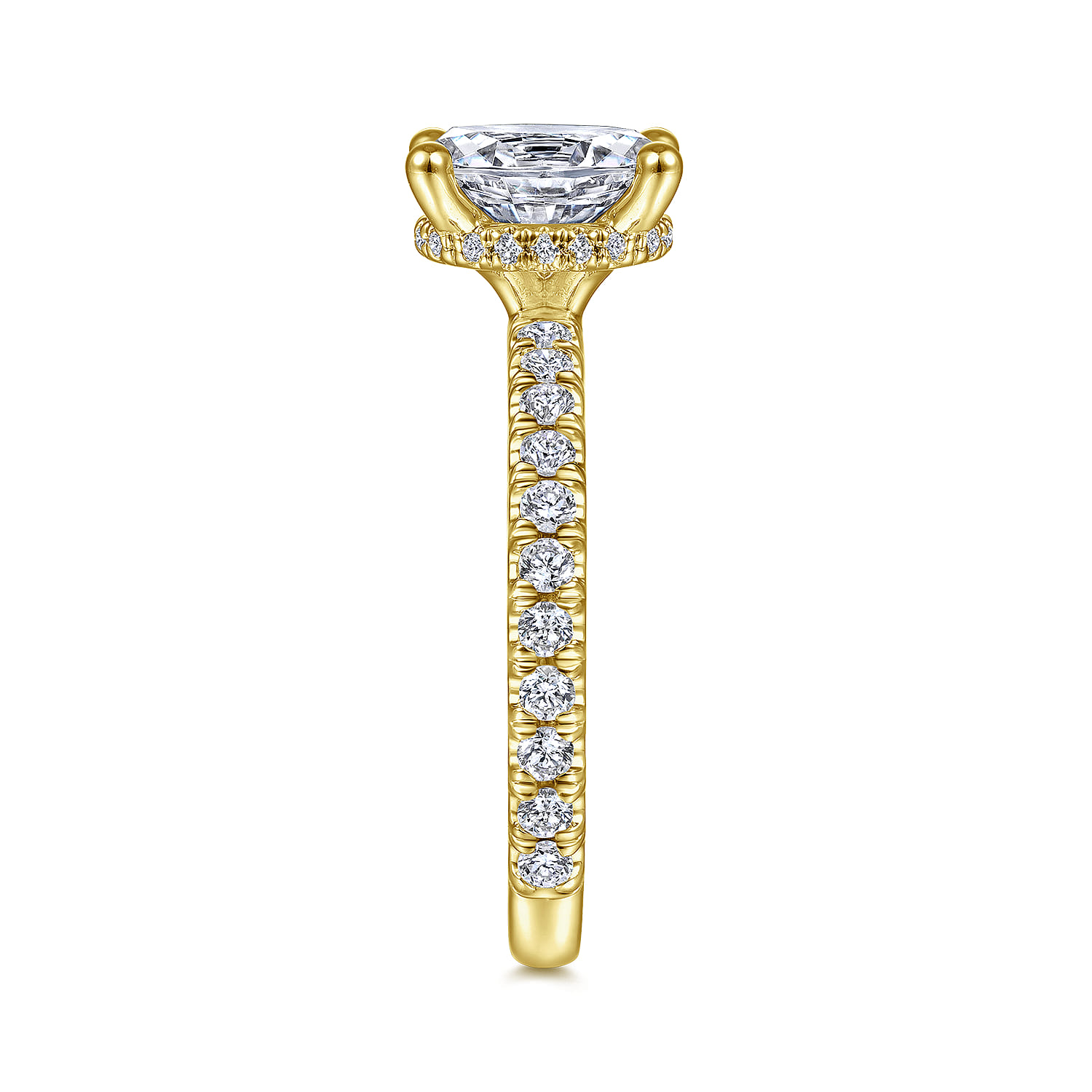 Alina - 14K Yellow Gold Hidden Halo Oval Diamond Engagement Ring - 0.51 ct - Shot 5