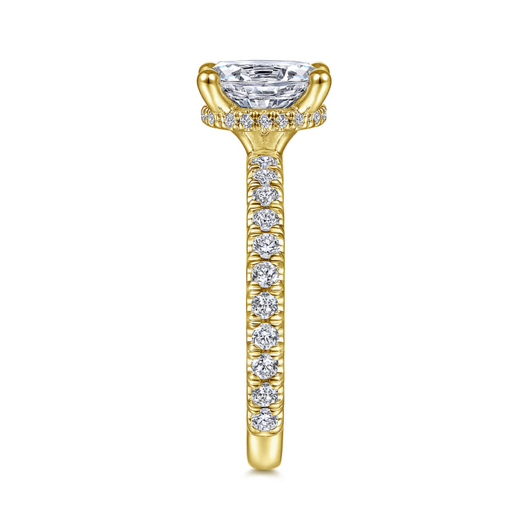 Alina - 14K Yellow Gold Hidden Halo Oval Diamond Engagement Ring - 0.51 ct - Shot 5