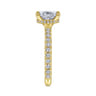 Alina - 14K Yellow Gold Hidden Halo Oval Diamond Engagement Ring - 0.51 ct