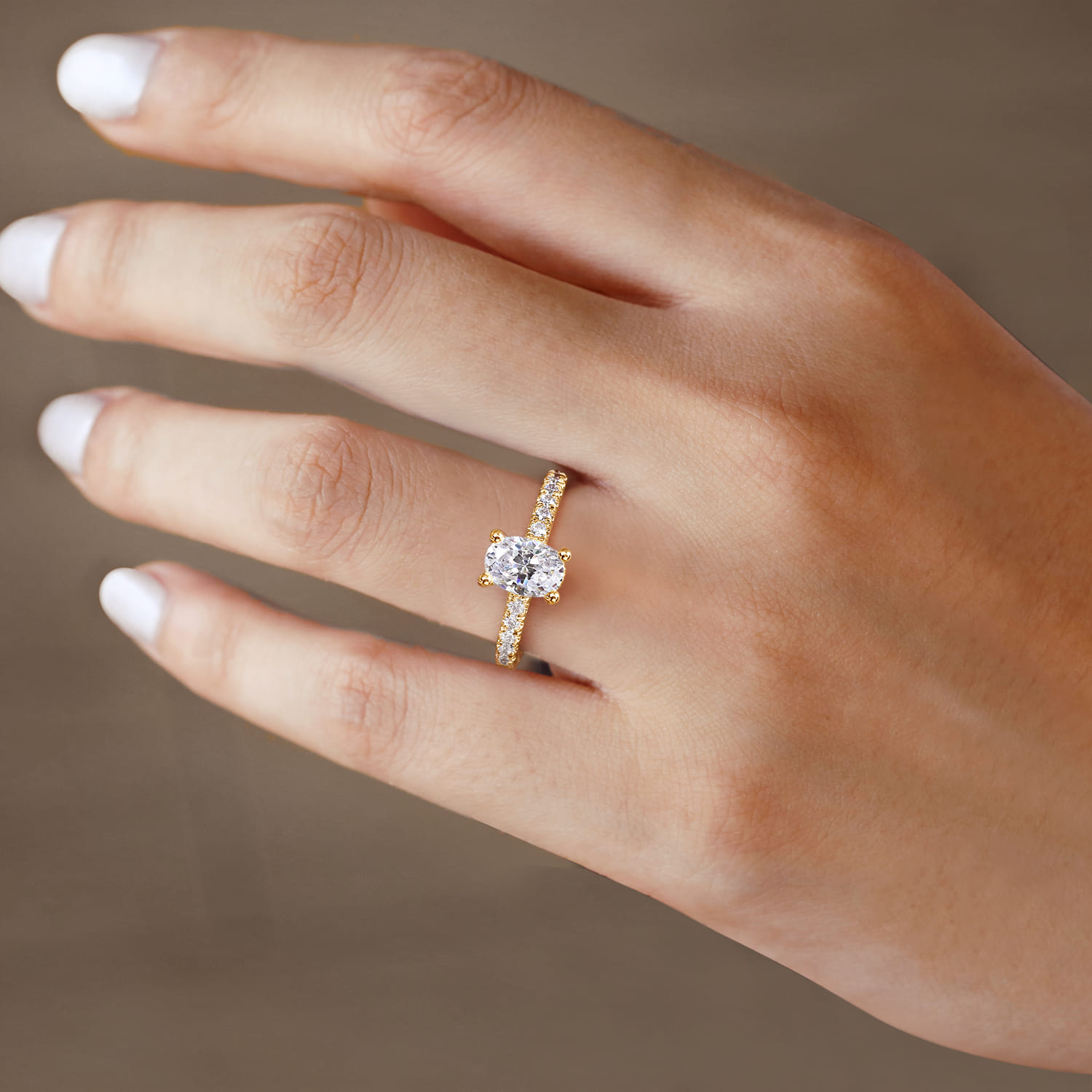 Alina - 14K Yellow Gold Hidden Halo Oval Diamond Engagement Ring - 0.51 ct - Shot 6