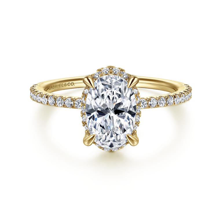 Hart - 14K Yellow Gold Hidden Halo Oval Diamond Engagement Ring - 0.3 ct - Shot 1