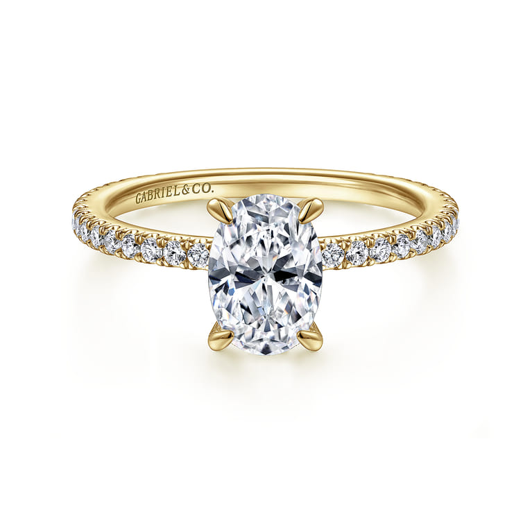 Noa - 14K Yellow Gold Oval Diamond Engagement Ring - 0.42 ct - Shot 1