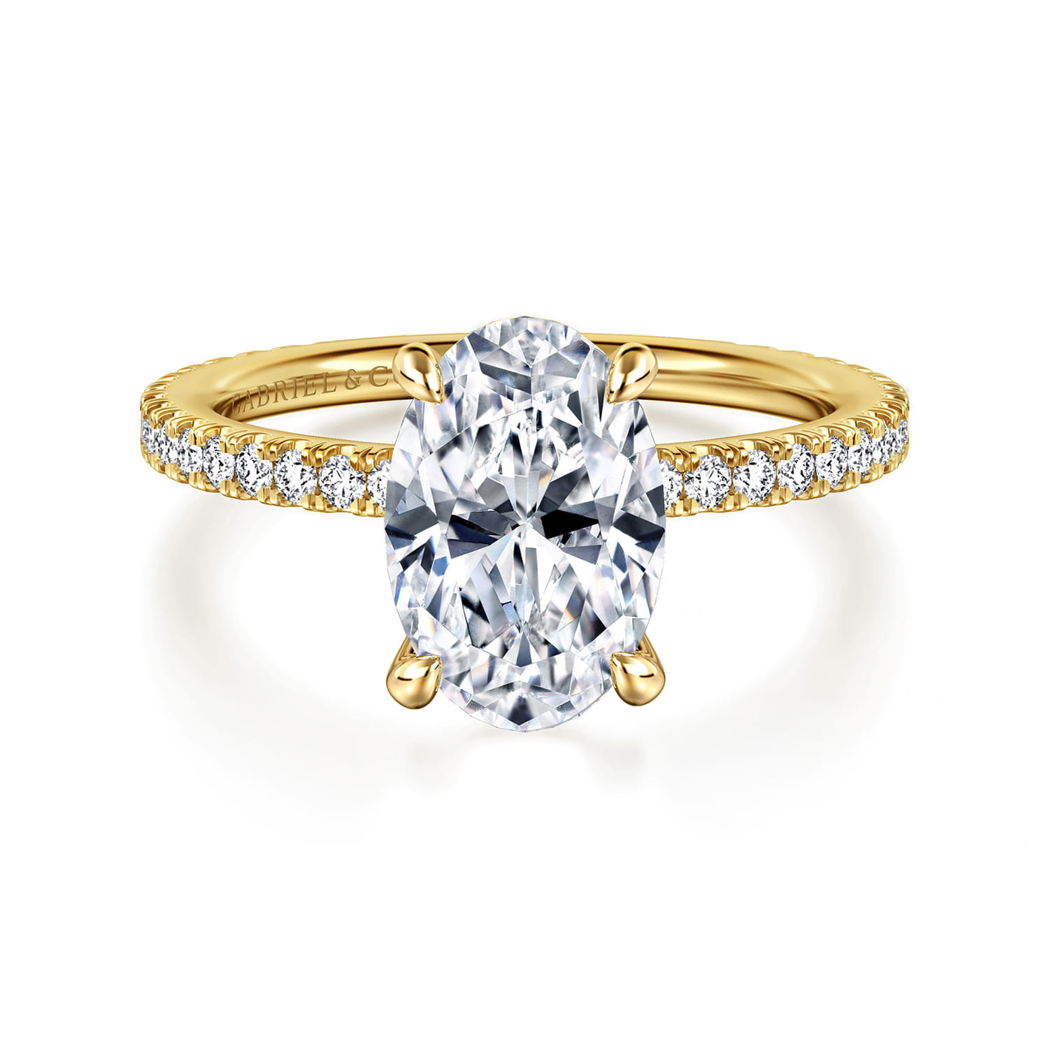 Noa - 14K Yellow Gold Oval Diamond Engagement Ring - 0.45 ct - Shot 1