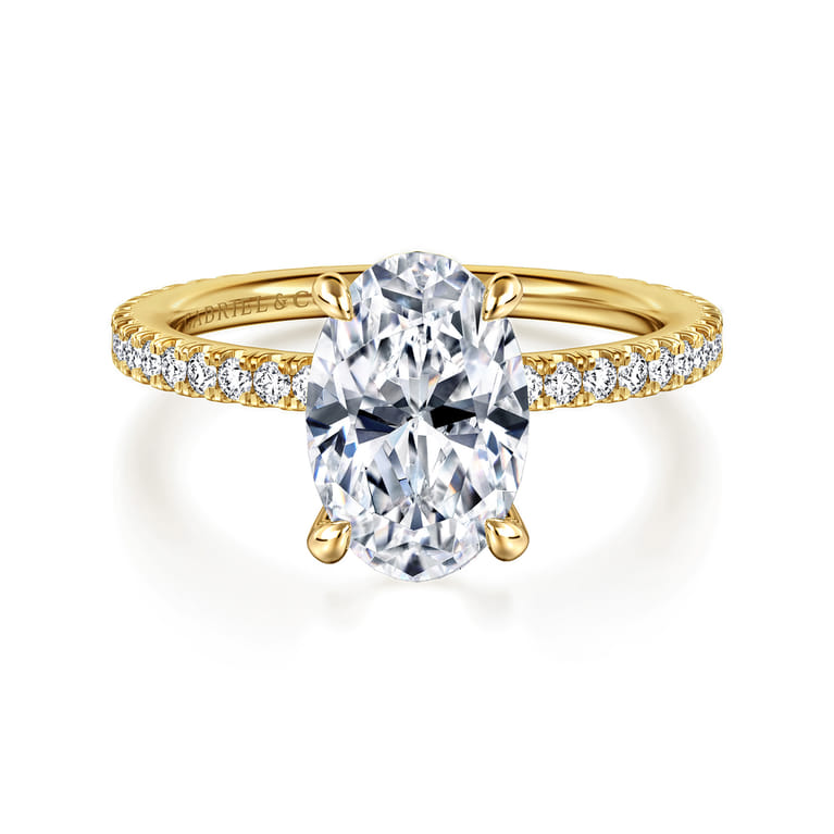 Noa - 14K Yellow Gold Oval Diamond Engagement Ring - 0.45 ct - Shot 1