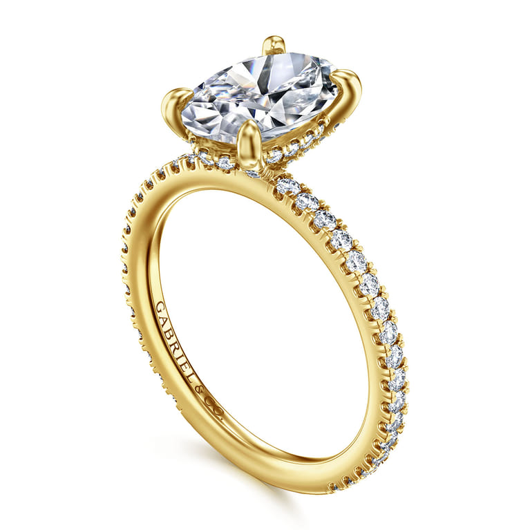 Noa - 14K Yellow Gold Oval Diamond Engagement Ring - 0.45 ct - Shot 3