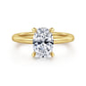 Cari - 14K Yellow Gold Hidden Halo Oval Diamond Engagement Ring - 0.06 ct